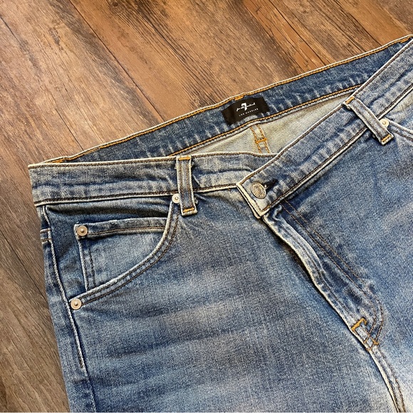 7 For All Mankind Criss Cross Waist Denim Ankle Tapered Jeans Size 32 - Picture 8 of 12